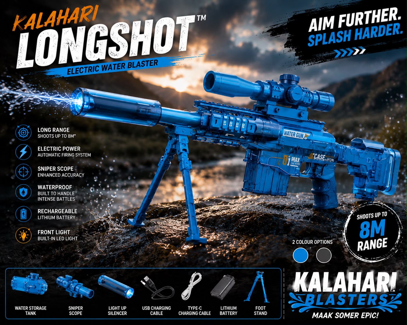 Die Kalahari Longshot™ - Langafstand Elektriese Waterblaster